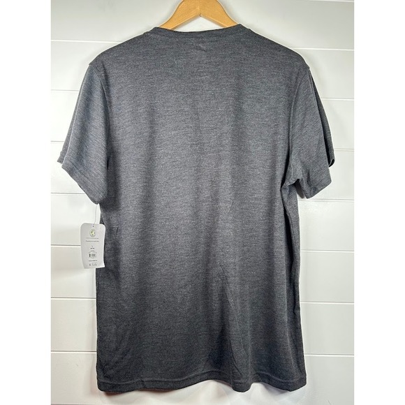 George Mens Henley Shirt Large (42-44) Black‎ Soot Heather Short Sleeve - Picture 5 of 6